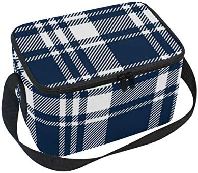 Happy Camper Pink Fall Plaid Lunch Box Insulated Lunch Bag Large Cooler Tote Bag Picnic School Women Men Kids