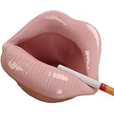 Ceramic Lip Shape Ashtray Cigarette Ash Holder Smoking Accessories Lips Storage Decoration Ashtray Figurines Tabletop Ornaments Creative Cigar Ash Tray For Smokers Home Office Decor (Pink)