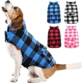 Kuoser Dog Winter Coat, Windproof Dog Fleece Jacket British Style Plaid Cold Weather Doggie Vest Coats, Reversible Cozy Warm Puppy Clothes Pet Apparel for Small Dogs XS