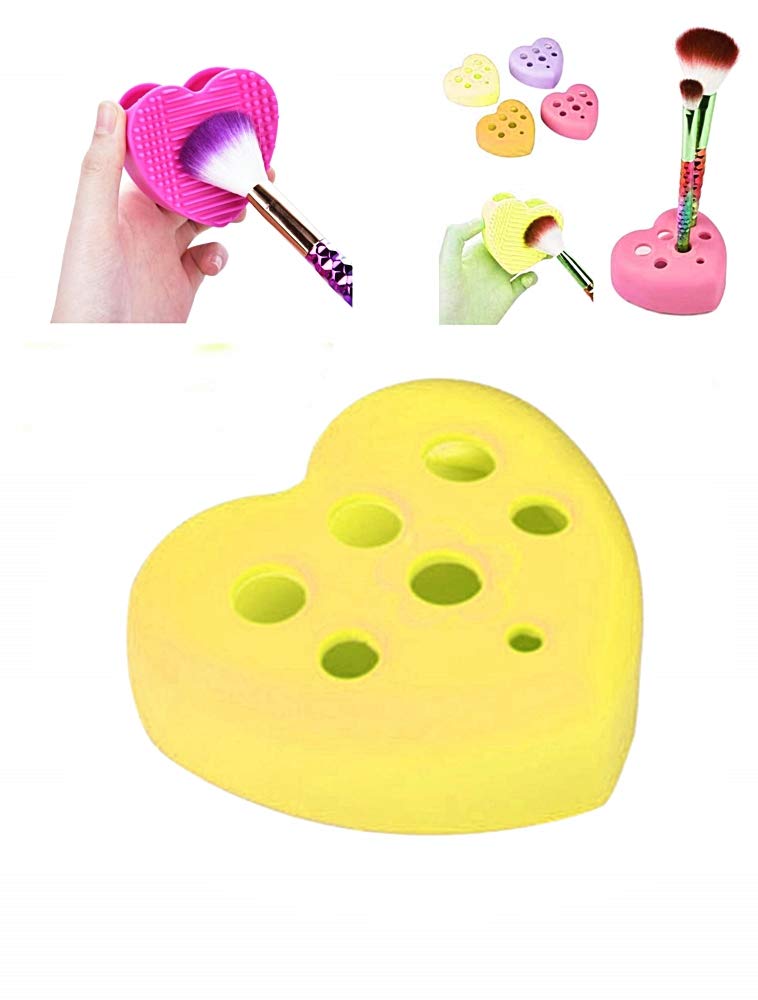 Brush holder - portable make up - base for cleaning - brush - 7 compartments - yellow color - Christmas and birthday gift idea