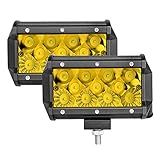 WAYUP 2Pcs 132W 5 Inch Amber LED Pods Yellow Fog