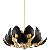 Hudson Valley Lighting Lotus 16 Light Chandelier - Gold Leaf Finish - Black Shade