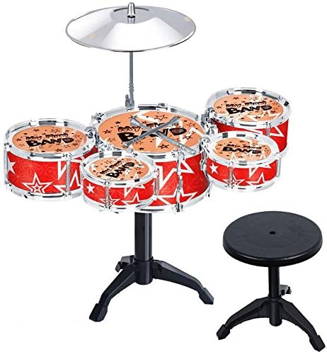 Hicy Desktop Drum Sets for Kids Musical Instrument Toy Playset Rock on Drums,Red
