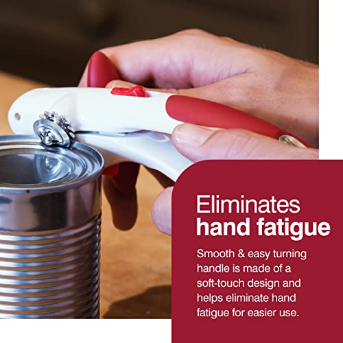 Zyliss Lock N' Lift Manual Can Opener with Lid Lifter Red