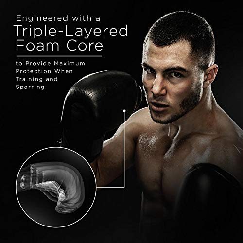 Genuine Leather Boxing Gloves Black 12 Oz. Pro Impact ($80 Value) - Thumbnail 4