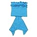 JR.WHITE Mermaid Tail Blanket for Kids and Adults, Hand Crochet Snuggle Mermaid, All Seasons Seatail Sleeping Bag Blanket(Ocean Blue)