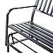 Outsunny Outdoor Glider Bench, Glider Bench for Outside Patio with Armrests, Slatted Seat & Backrest, Loveseat with Power Coated Steel Frame, Black