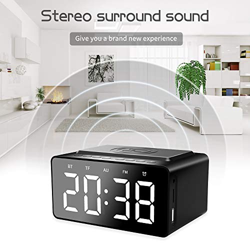 【Upgrade】 Canbrake Digital Clock Radio with Battery Backup,Bluetooth Speaker FM Clock Radio