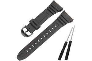 MCXGL Resin Replacement Watch Band Compatible with Casio W-96H Men's Black Resin Strap W96H W-96H Sport Waterproof Watch Wristband