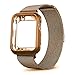 OROBAY Compatible with Apple Watch Band Case 42mm, Stainless Steel Magnetic Milanese Loop Band with Soft TPU Case Compatible with Apple Watch Series 3 Series 2 Series 1, Brown