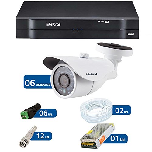 Kit 6 Câmeras de Segurança Hd 720p Intelbras Vm 3120 Ir G3 + Dvr Intelbras Multi Hd + Acessórios