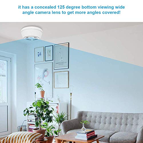 Hidden Camera Smoke Detector WiFi, SDETER Motion Activated Nanny Camera with 180 Days Battery Power, Remote Internet Access,Night Vision, SD Card Slot, Bottom View Covert Camera Lens for Home Security