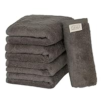 Kenkyujo Towels Volume Rich #003 Face Towel, Set of 5, Fluffy, Hotel Specifications, Rapid Absorption, 100% Cotton, Durable, Less Shedding, Available in 10 Colors, Japanese Technology, Charcoal Gray
