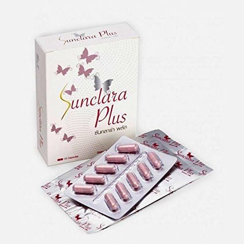 3X Sun Clara Plus Glutathione & Grape Seed Extract Dietary Supplement (1 Box = 20 Capsules)