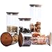 AUYE Glass Storage Jar,Coffee Bean & Kitchen food Container with Natural High grade wood Lid and Silicone Seal Ring (17 Ounce)