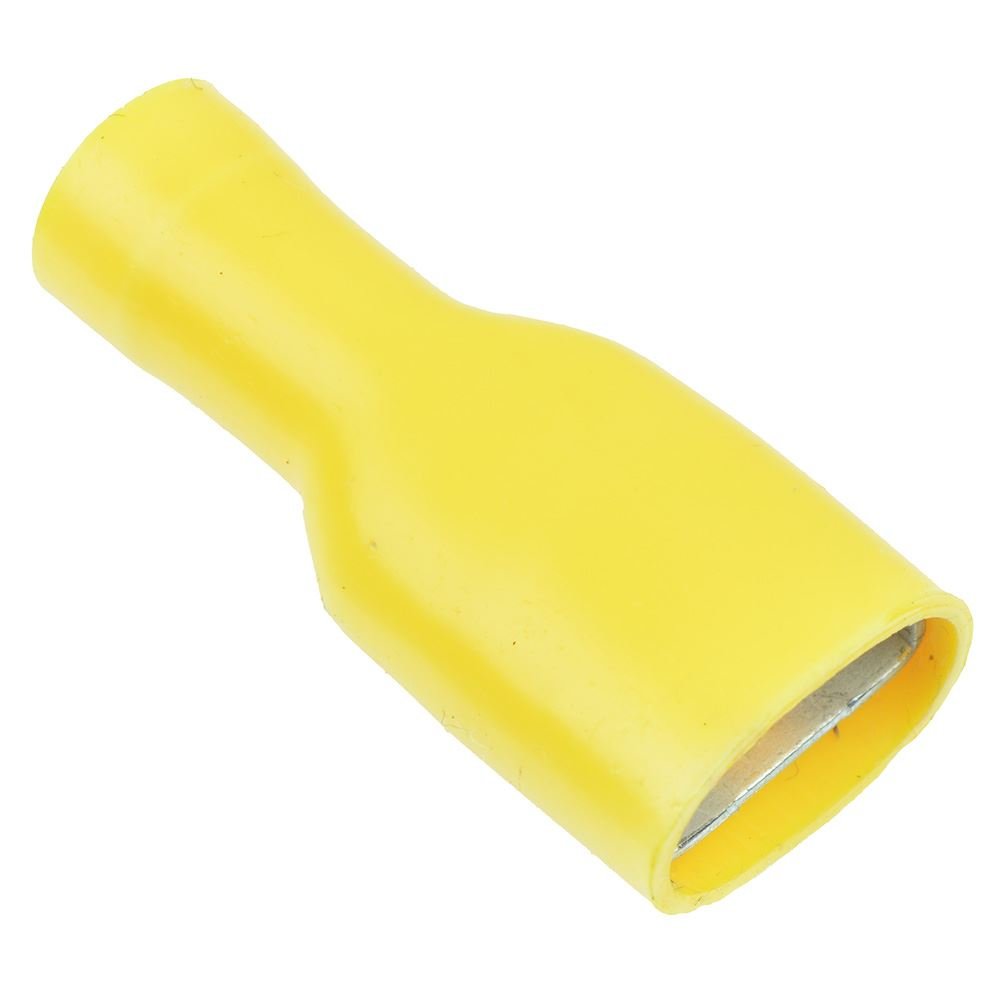 100 x Yellow 9.5mm Insulated Female Spade Crimp Connector 10-12 AWG (Pack of 100)
