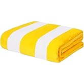 Exclusivo Mezcla Cotton Large 30x60 Inches Cabana Stripe Beach Towel, Super Absorbent Soft Plush Pool Bath Towel (Yellow)
