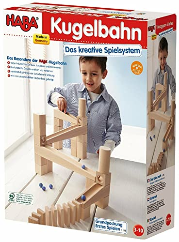 HABA Ball Track Starter Set - 44 Piece Wooden Marble Run for Beginner to Expert Architects Ages 3 to 10 (Made in Germany)