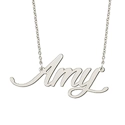 BYBWBL Amy Name Pendant Necklace Silver Color