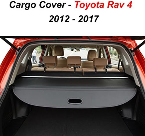 Toyota Rav4 Black Retractable Tonneau Cargo Cover for 2013- 2017 by Racing 1 … (Black)