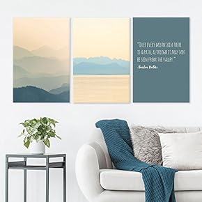 3 Panel Mountains and Sea in The Fog with Inspirational Quotes Gallery 16 x24 x 3 Panels