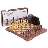 KIDAMI Folding Magnetic Travel Chess Set with 2 Portable Bags for Pieces Storage, Lightweight for Easy Carrying (12.4 x 10.6 Inches), Gift for Chess Lovers and Learners