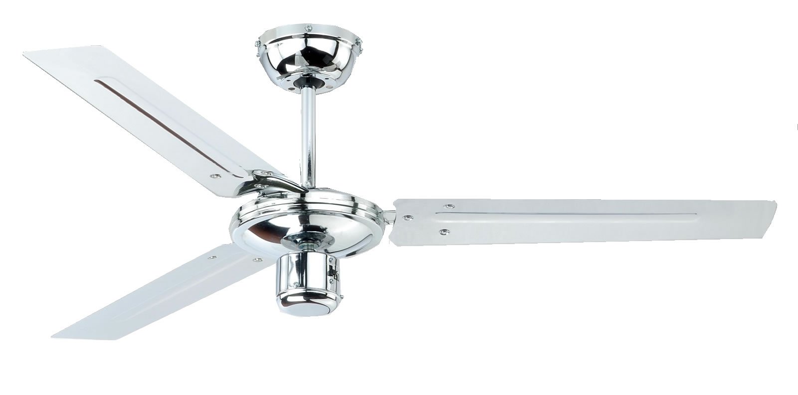 AireRyder Industrial Design Ceiling Fan Zephyr Chrome with Pull Switch Chain 48 inch 122 cm
