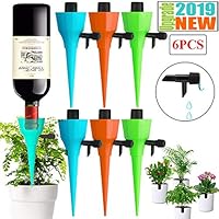 DFYOU 2019 Newest Plant Watering Devices Adjustable Automatic Plant Self Waterer Spikes System with Constant Release Control Valve Switch for Vacation Drip Irrigation Home Plants, Flower beds (6 PCS)