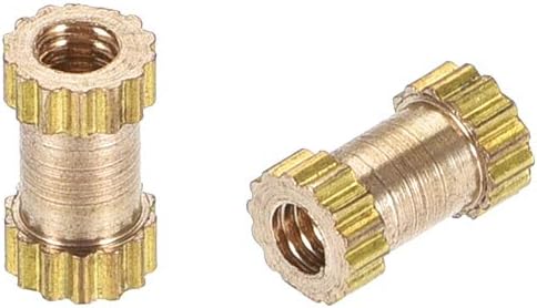 uxcell Knurled Insert Nuts, M2 x 6mm(L) x 3.5mm(OD) Female Thread Brass Embedment Assortment Kit, 20 Pcs