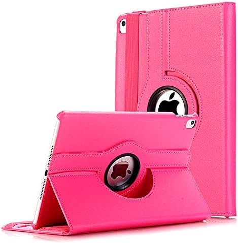 IPad Pro 9.7 Case - HWH® Quality 360 Degree Rotating Stand Leather Case Smart Cover For Apple IPad Pro 9.7" Case With Automatic Wake/Sleep Function (HOT PINK)