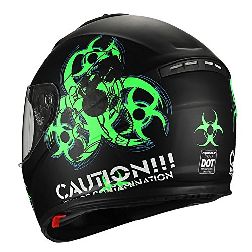 TRIANGLE Motorcycle Helmet Full Face Dual Visor Street Bike Biohazard