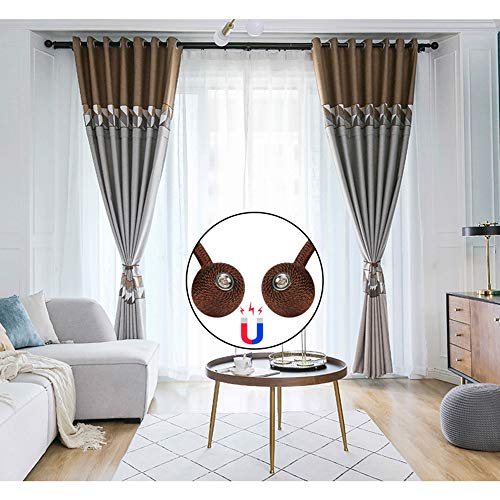 LED Bright Life 6 Pack Magnetic Curtain Tiebacks,The Most Convenient Woven Texture Rope Drape Tie Backs, Decorative Holdback Holder for Window Sheer Blackout Home Office,16 Inch (6 Pack-Chocolate) - Thumbnail 7