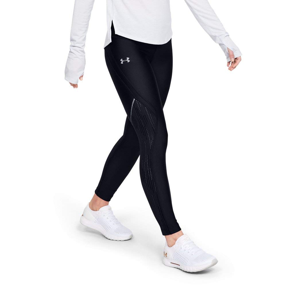 Under Armour Women Armour Fly Fast Glare Raised Thread Crop Capri - Black/Reflective (001), Large
