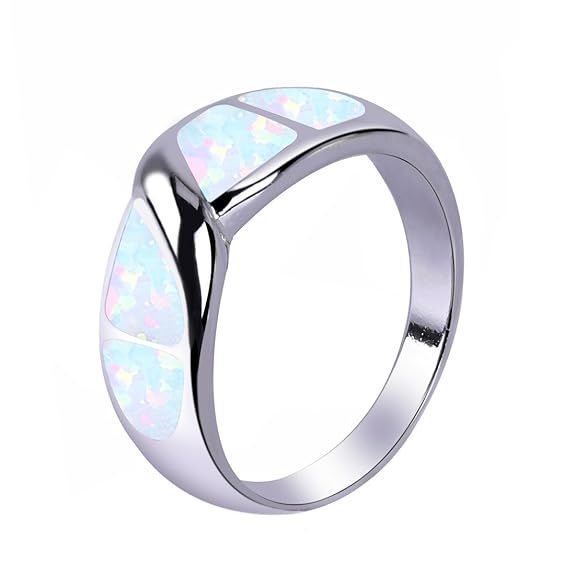 KELITCH Fingerring Solitärringe Frauen Männer 925 Sterling Silber Überzogen Einfachen Opal Damen Ring