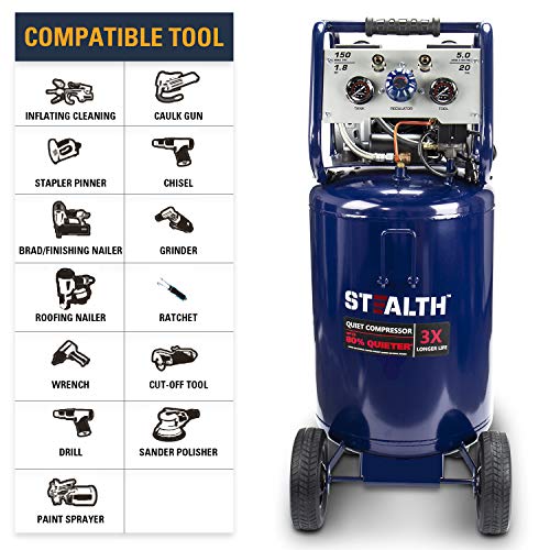 STEALTH Air Compressor, Ultra Quiet, OilFree and Long Life Cycle,1.8