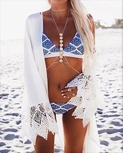 JeVenis Sexy Harness Bikini Bralette Body Chains Crossover Harness Waist Belly Body Chain Necklace (Gold) - Thumbnail 2