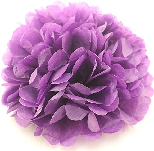 Ipalmay 10PCS Assorted Colors Tissue Paper Pom Poms Flower Balls For Weeding Birthday Party Decorations(8 Inch, Purple)