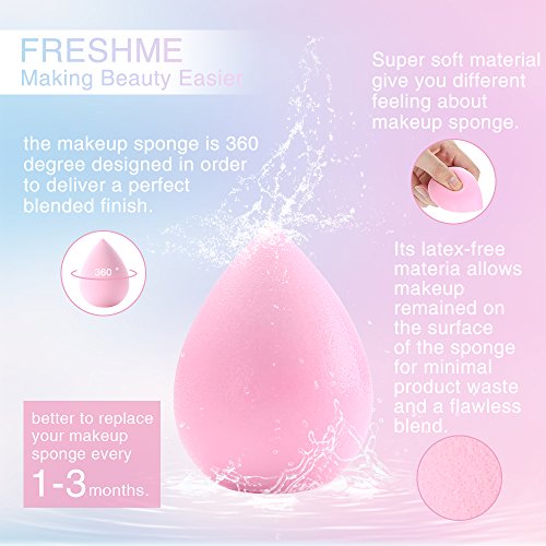 Makeup Beauty Sponge Set - 6 Pack Latext-free Soft Polyester Makeup Blender Sponges with 2 Blender Holder Multi-Purpose Flawless Smooth for Liquid Foundation BB Creams Powders Concealer Multi Color