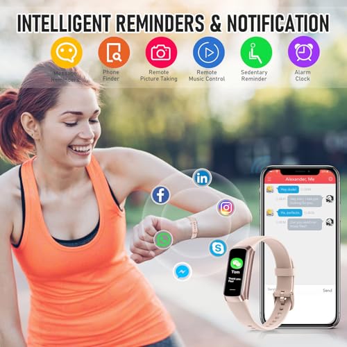 LBOYLOVE® Fitness Tracker, Step Tracker Smart Band, 1.1" AMOLED Touch Color Screen, Waterproof Fitness Wristband with Blood Oxygen/Heart Rate Monitor/Step Counter/Alarm/Timer/Calories/Sleep Monitor