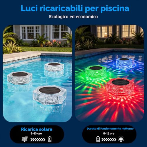 Solar Float Lights for Swimming Pool, 7 Colors RGB + Running Effect, IP68 Waterproof, 4 Brightness Levels, 10m Remote Control, Timer 2/4/6h - for Pool, Pond, Garden, Party Decoration