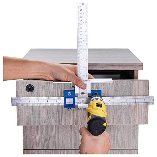 Cabinet Hardware Jig Punch Locator Drill Guide Sleeve Drill Template Guide for Door Drawer Handle Knobs Pull Installation Aluminum Alloy - Inch and Metric
