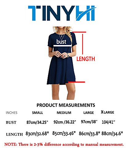 TINYHI Women's Swing Loose T-Shirt Fit Comfy Casual Flowy Cute Swing Tunic Dress