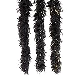 Loftus International Gold Tinsel Long Fluffy Feather Boa Black Gold One Size 72