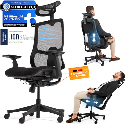 VALKENSTOL M5 Bürostuhl Ergonomisch TESTSIEGER - Büro & Home Office Chair