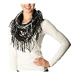 Apparelism Women's Winter Plaid Knitted Infinity Loop Scarf with PomPom Fringe Apparelism Women's Winter Plaid Knitted Infinity Loop Scarf with PomPom Fringe