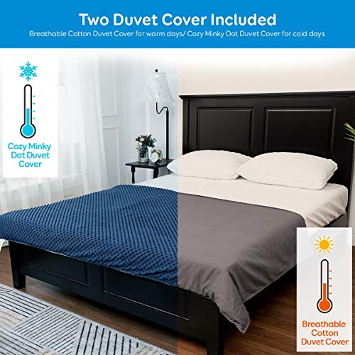 BUZIO Weighted Blanket 4 Piece Set with 2 Removable Duvet Covers & 1