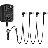 STRICH SPA-10 Guitar Pedal Power Supply Adapter (1000mA -1A) AC DC 9V with 4 Way Daisy Chain Pedal Cables, Compatible for Mos