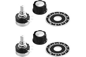 WMYCONGCONG 2 PCS RV24YN20S B103 10k ohm Single Turn Carbon Film Rotary Taper Potentiometer with Knob, 10K Ohm