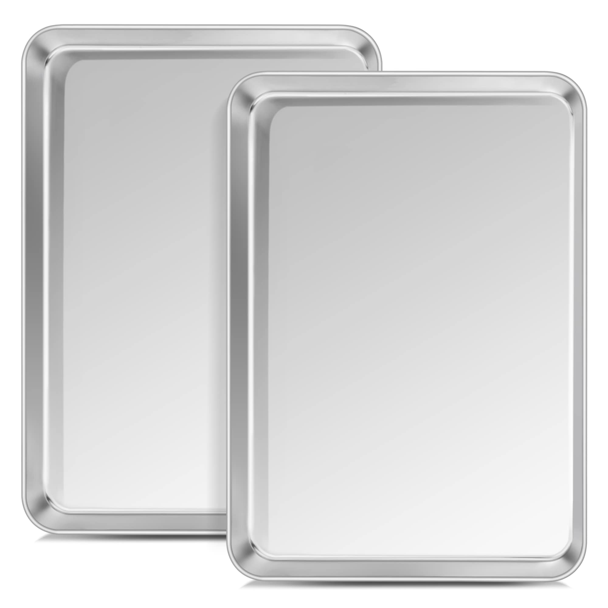 Joyfair Baking Tray Set of 2, Large Stainless Steel Oven Tray, Cookie Sheet Pan for Baking Cooking Roasting Serving, Non Toxic & Rust Free, Dishwasher Safe & Easy Clean, 40.5x30.5x2.5cm