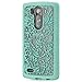 WAAO LG G3 Case, Slim Hybrid Flower Pattern Snap On Case Embossed Back Cover for LG G3 (Teal)